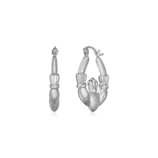 14K White Gold Claddagh Symbol Hoop Earrings - Alexandria Jewelry & Company Beverly Hills