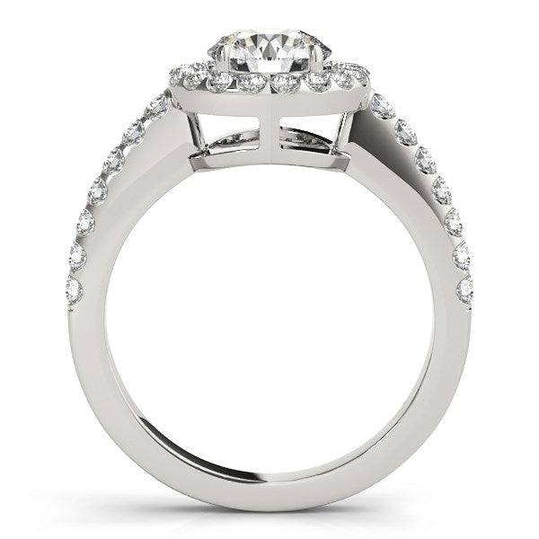 14k White Gold Classic with Pave Halo Diamond Engagement Ring (1 1/2 cttw) - Alexandria Jewelry & Company Beverly Hills