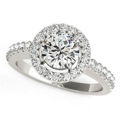 14k White Gold Classic with Pave Halo Diamond Engagement Ring (1 1/2 cttw) - Alexandria Jewelry & Company Beverly Hills