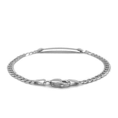 14k White Gold Curb Link Chain Polished Children's ID Bracelet - Alexandria Jewelry & Company Beverly Hills