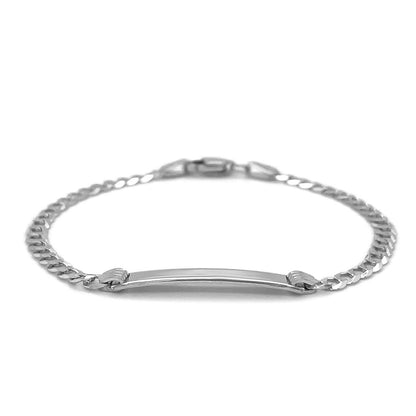 14k White Gold Curb Link Chain Polished Children's ID Bracelet - Alexandria Jewelry & Company Beverly Hills