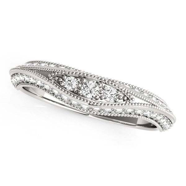 14k White Gold Curved Antique Style Diamond Wedding Ring (1/3 cttw) - Alexandria Jewelry & Company Beverly Hills