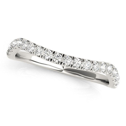 14k White Gold Curved Design Diamond Wedding Band (1/4 cttw) - Alexandria Jewelry & Company Beverly Hills