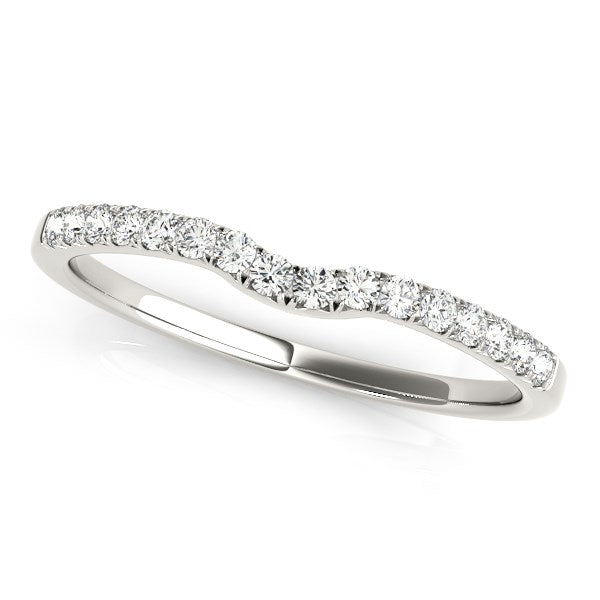 14k White Gold Curved Pave Setting Diamond Wedding Ring (1/8 cttw) - Alexandria Jewelry & Company Beverly Hills