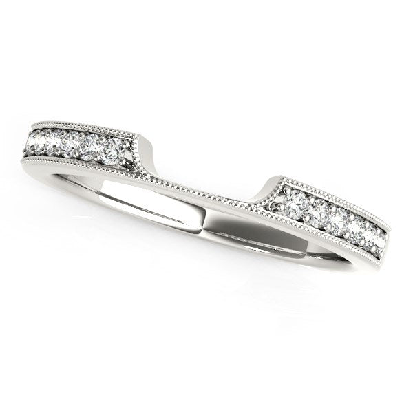 14k White Gold Curved Section Antique Style Diamond Wedding Band (1/8 cttw) - Alexandria Jewelry & Company Beverly Hills