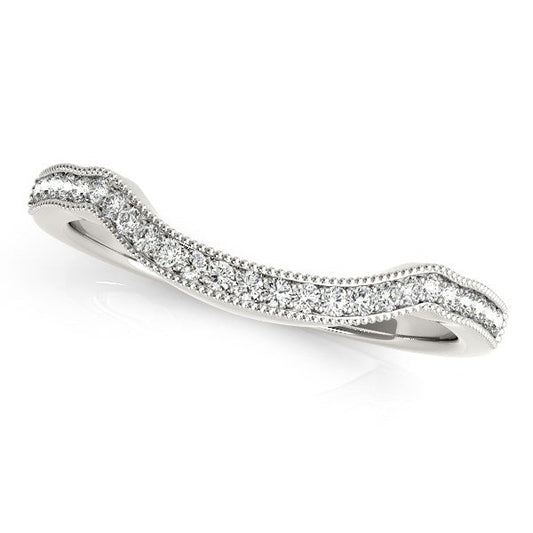 14k White Gold Curvy Style Pave Set Diamond Wedding Band (1/6 cttw) - Alexandria Jewelry & Company Beverly Hills