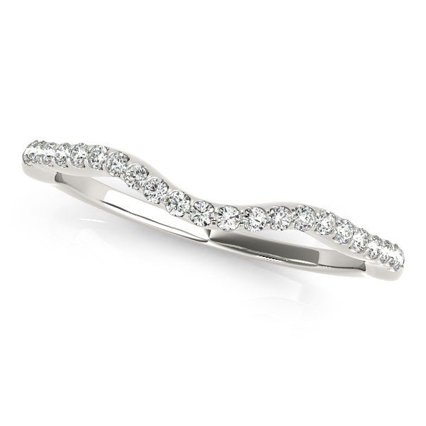 14k White Gold Curvy Style Wedding Ring with Round Diamonds (1/8 cttw) - Alexandria Jewelry & Company Beverly Hills