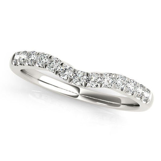 14k White Gold Diamond Curved Design Wedding Band (1/4 cttw) - Alexandria Jewelry & Company Beverly Hills