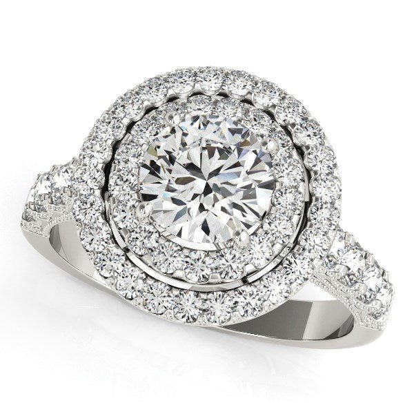 14k White Gold Diamond Engagement Ring with Double Pave Halo (2 5/8 cttw) - Alexandria Jewelry & Company Beverly Hills