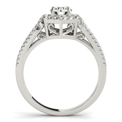 14k White Gold Diamond Engagement Ring with Hexagon Halo Border (7/8 cttw) - Alexandria Jewelry & Company Beverly Hills