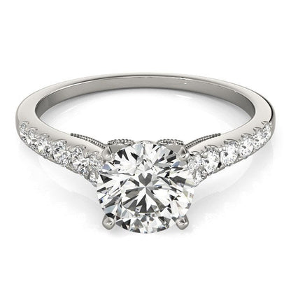 14k White Gold Diamond Engagement Ring With Single Row Band (1 3/4 cttw) - Alexandria Jewelry & Company Beverly Hills