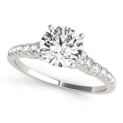 14k White Gold Diamond Engagement Ring With Single Row Band (1 3/4 cttw) - Alexandria Jewelry & Company Beverly Hills