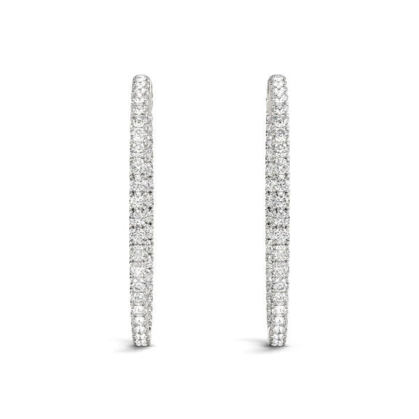 14k White Gold Diamond Hoop Earrings with Shared Prong Setting (2 cttw) - Alexandria Jewelry & Company Beverly Hills