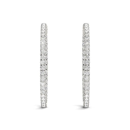 14k White Gold Diamond Hoop Earrings with Shared Prong Setting (2 cttw) - Alexandria Jewelry & Company Beverly Hills