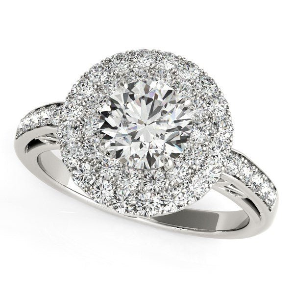 14k White Gold Diamond with Two-Row Pave Border Engagement Ring (2 cttw) - Alexandria Jewelry & Company Beverly Hills