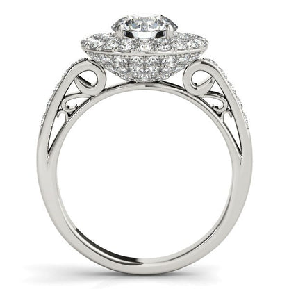 14k White Gold Diamond with Two-Row Pave Border Engagement Ring (2 cttw) - Alexandria Jewelry & Company Beverly Hills