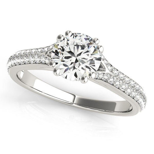 14k White Gold Double Prong Multirow Band Diamond Engagement Ring (1 1/8 cttw) - Alexandria Jewelry & Company Beverly Hills