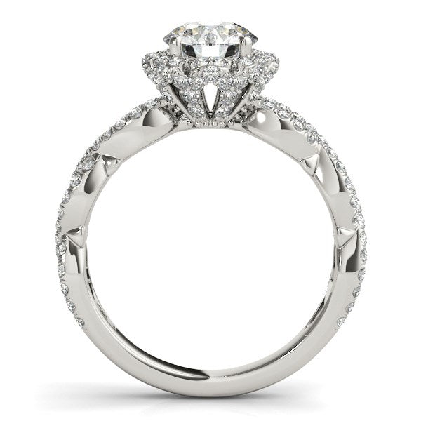 14k White Gold Flower Motif Split Shank Diamond Engagement Ring (1 5/8 cttw) - Alexandria Jewelry & Company Beverly Hills