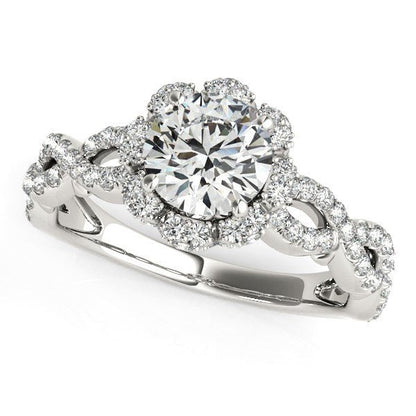 14k White Gold Flower Motif Split Shank Diamond Engagement Ring (1 5/8 cttw) - Alexandria Jewelry & Company Beverly Hills