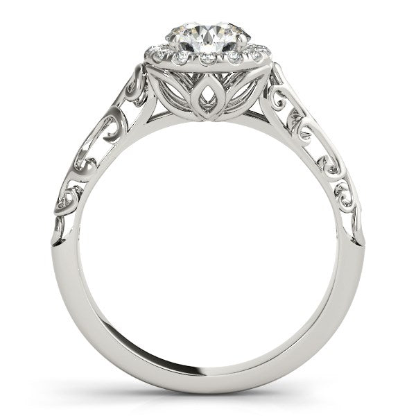 14k White Gold Halo Antique Style Round Diamond Engagement Ring (5/8 cttw) - Alexandria Jewelry & Company Beverly Hills