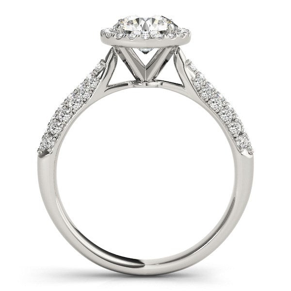 14k White Gold Halo Diamond Engagement Ring with Pave Band (1 1/3 cttw) - Alexandria Jewelry & Company Beverly Hills