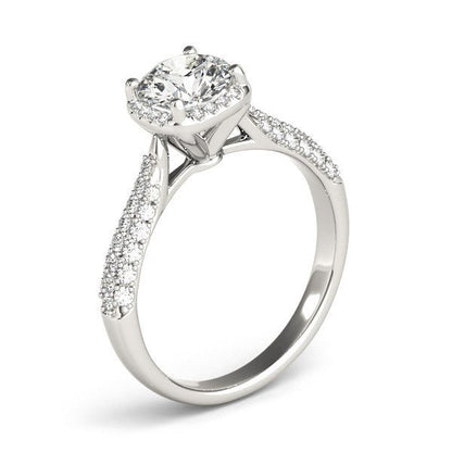 14k White Gold Halo Graduated Pave Shank Diamond Engagement Ring (1 1/3 cttw) - Alexandria Jewelry & Company Beverly Hills