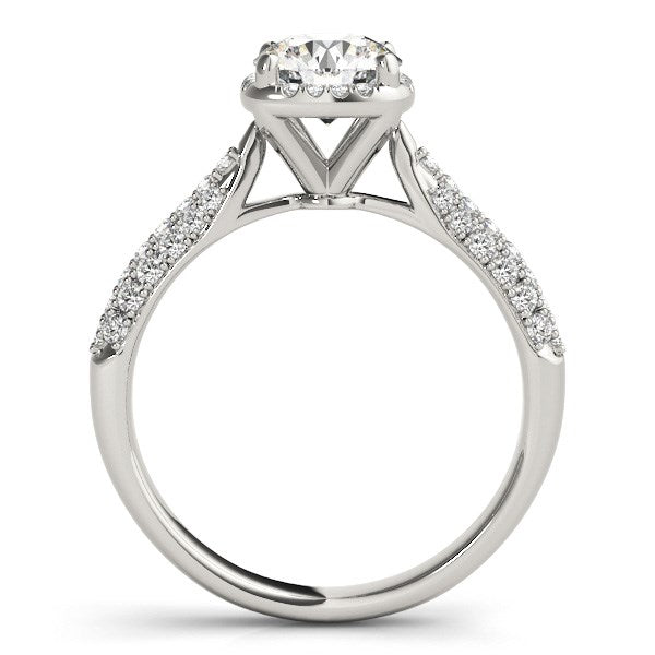 14k White Gold Halo Graduated Pave Shank Diamond Engagement Ring (1 1/3 cttw) - Alexandria Jewelry & Company Beverly Hills