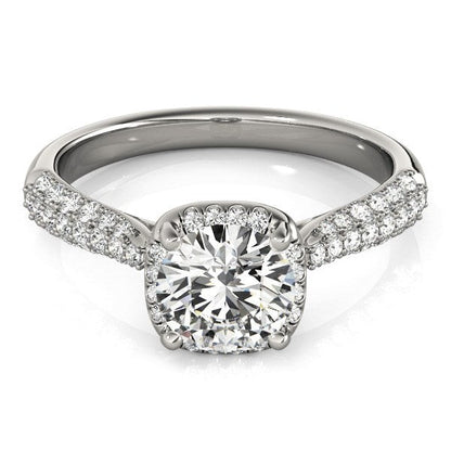 14k White Gold Halo Graduated Pave Shank Diamond Engagement Ring (1 1/3 cttw) - Alexandria Jewelry & Company Beverly Hills