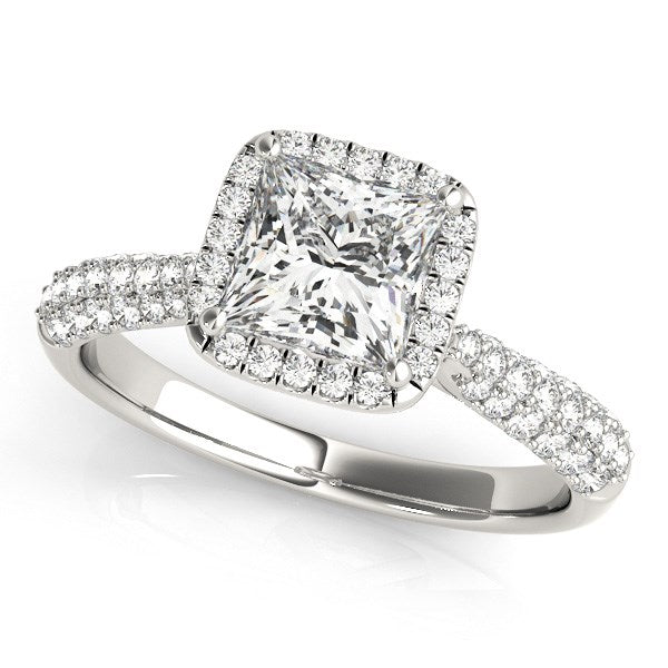 14k White Gold Halo Pave Band Diamond Engagement Ring (1 1/3 cttw) - Alexandria Jewelry & Company Beverly Hills