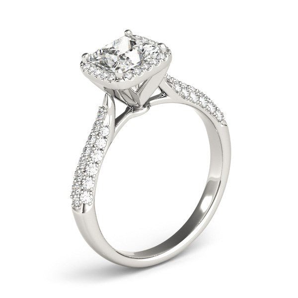 14k White Gold Halo Pave Band Diamond Engagement Ring (1 1/3 cttw) - Alexandria Jewelry & Company Beverly Hills