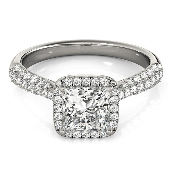 14k White Gold Halo Pave Band Diamond Engagement Ring (1 1/3 cttw) - Alexandria Jewelry & Company Beverly Hills