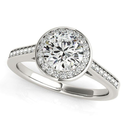 14k White Gold Halo Round Diamond Engagement Ring (1 1/4 cttw) - Alexandria Jewelry & Company Beverly Hills