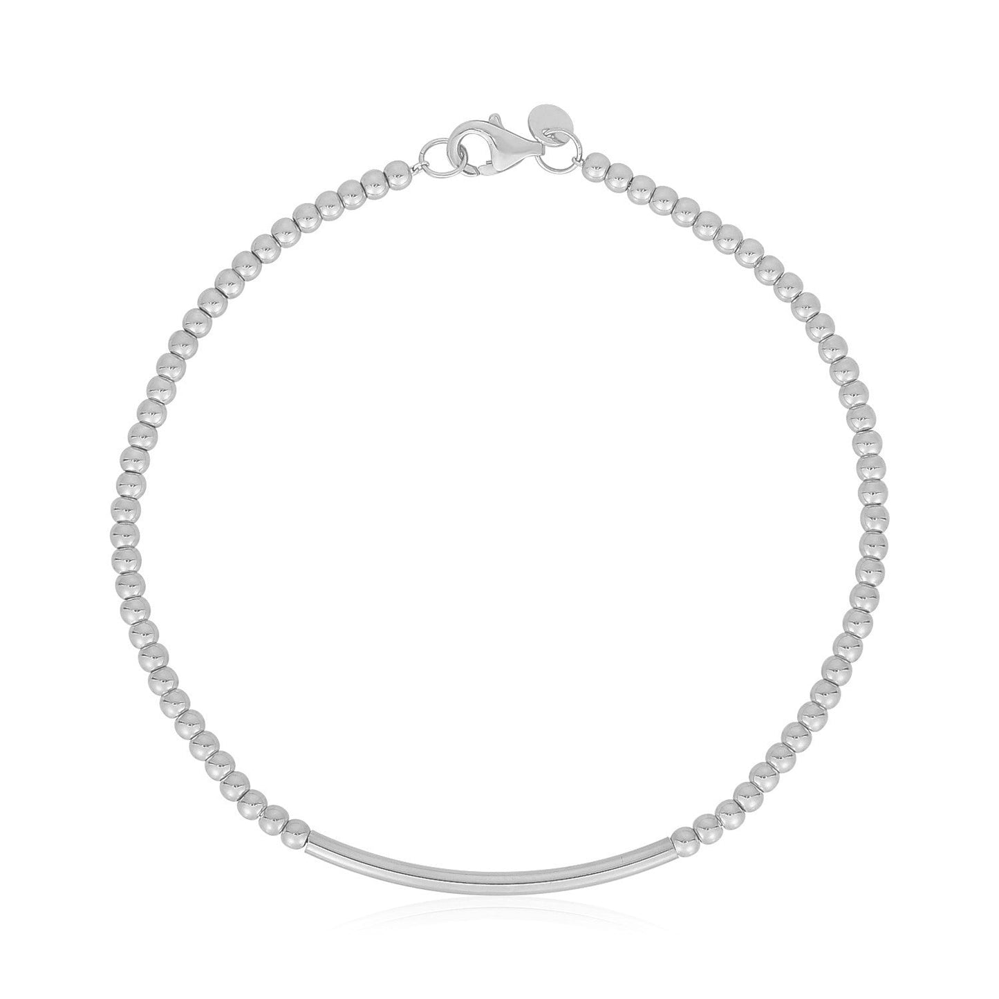 14k White Gold High Polish Bead Bar Bracelet - Alexandria Jewelry & Company Beverly Hills