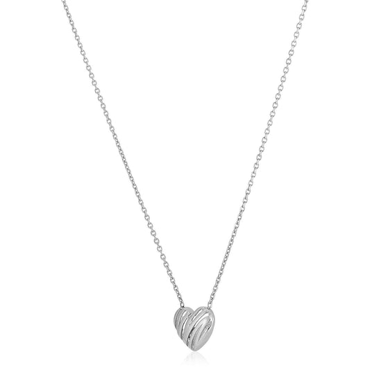 14k White Gold High Polish Scribbles Heart Necklace - Alexandria Jewelry & Company Beverly Hills