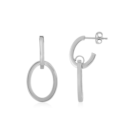 14K White Gold Interlocking Drop Hoop Earrings - Alexandria Jewelry & Company Beverly Hills