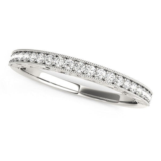 14k White Gold Milgrain Bordered Round Diamond Wedding Band (1/6 cttw) - Alexandria Jewelry & Company Beverly Hills