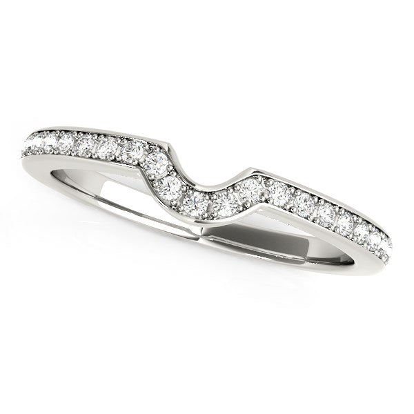 14k White Gold Modern Curved Prong Set Diamond Wedding Band (1/8 cttw) - Alexandria Jewelry & Company Beverly Hills