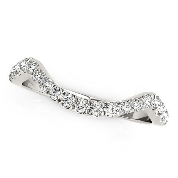 14k White Gold Modern Curved Style Pave Diamond Wedding Band (1/5 cttw) - Alexandria Jewelry & Company Beverly Hills