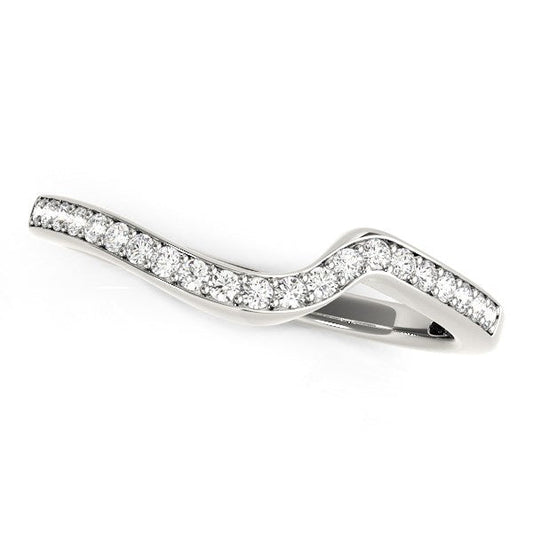 14k White Gold Modern Curved Wedding Ring (1/5 cttw) - Alexandria Jewelry & Company Beverly Hills