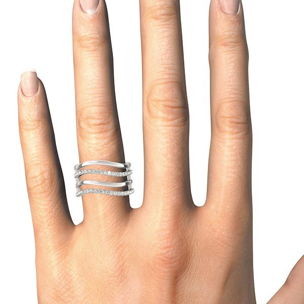 14k White Gold Multiple Band Design Ring with Diamonds (3/8 cttw) - Alexandria Jewelry & Company Beverly Hills