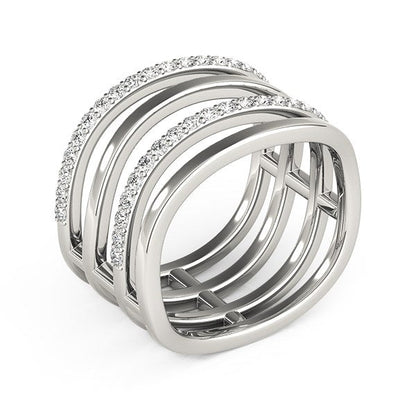 14k White Gold Multiple Band Design Ring with Diamonds (3/8 cttw) - Alexandria Jewelry & Company Beverly Hills