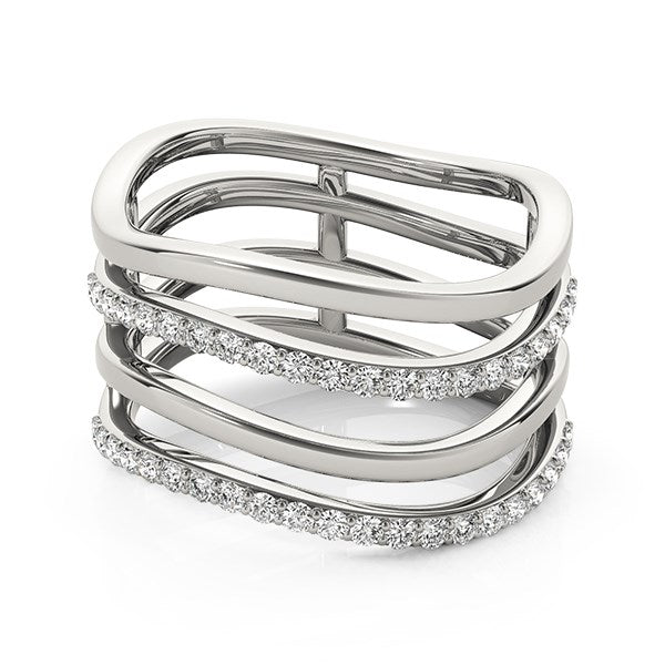 14k White Gold Multiple Band Design Ring with Diamonds (3/8 cttw) - Alexandria Jewelry & Company Beverly Hills