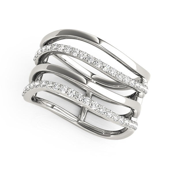 14k White Gold Multiple Band Design Ring with Diamonds (3/8 cttw) - Alexandria Jewelry & Company Beverly Hills