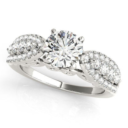 14k White Gold Multirow Shank Round Diamond Engagement Ring (1 1/2 cttw) - Alexandria Jewelry & Company Beverly Hills