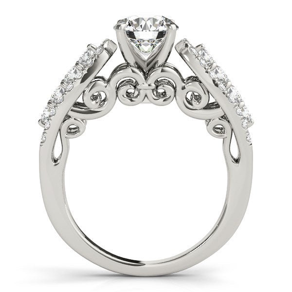 14k White Gold Multirow Shank Round Diamond Engagement Ring (1 1/2 cttw) - Alexandria Jewelry & Company Beverly Hills