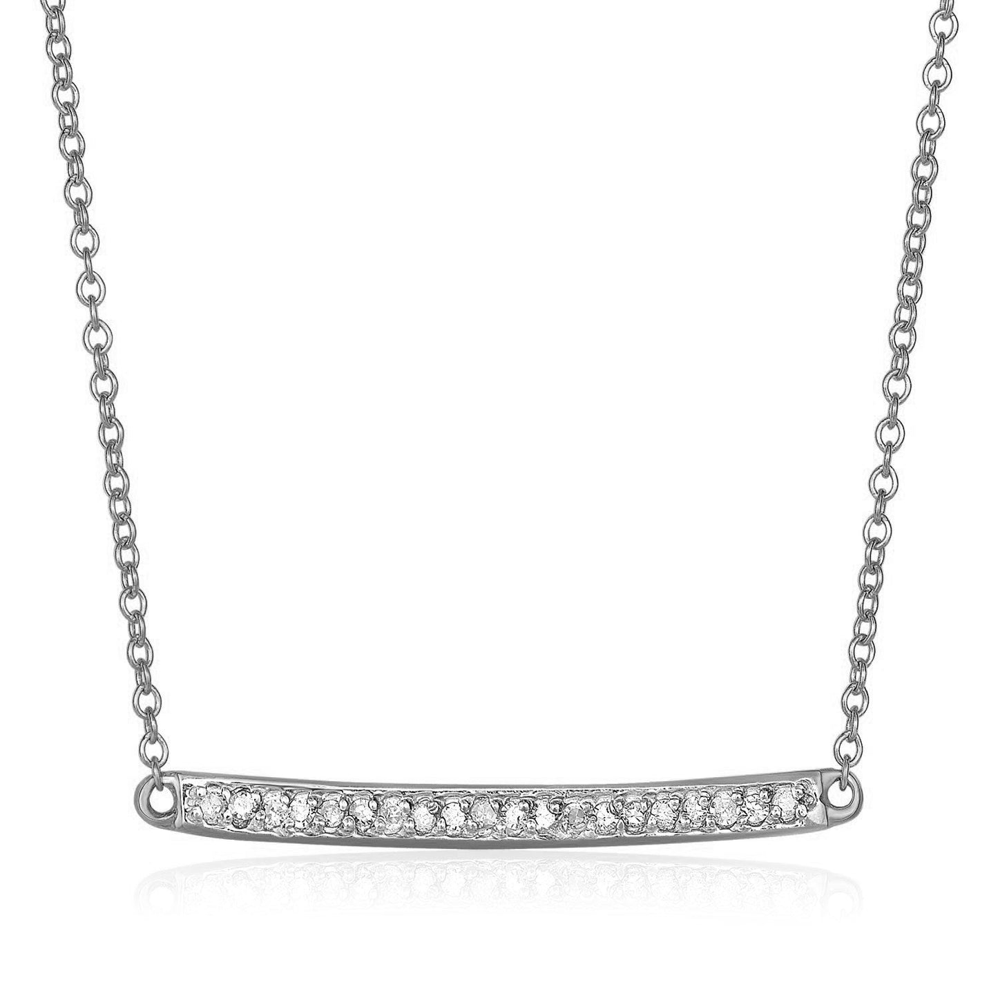 14k White Gold Necklace with Gold and Diamond Bar (1/10 cttw) - Alexandria Jewelry & Company Beverly Hills