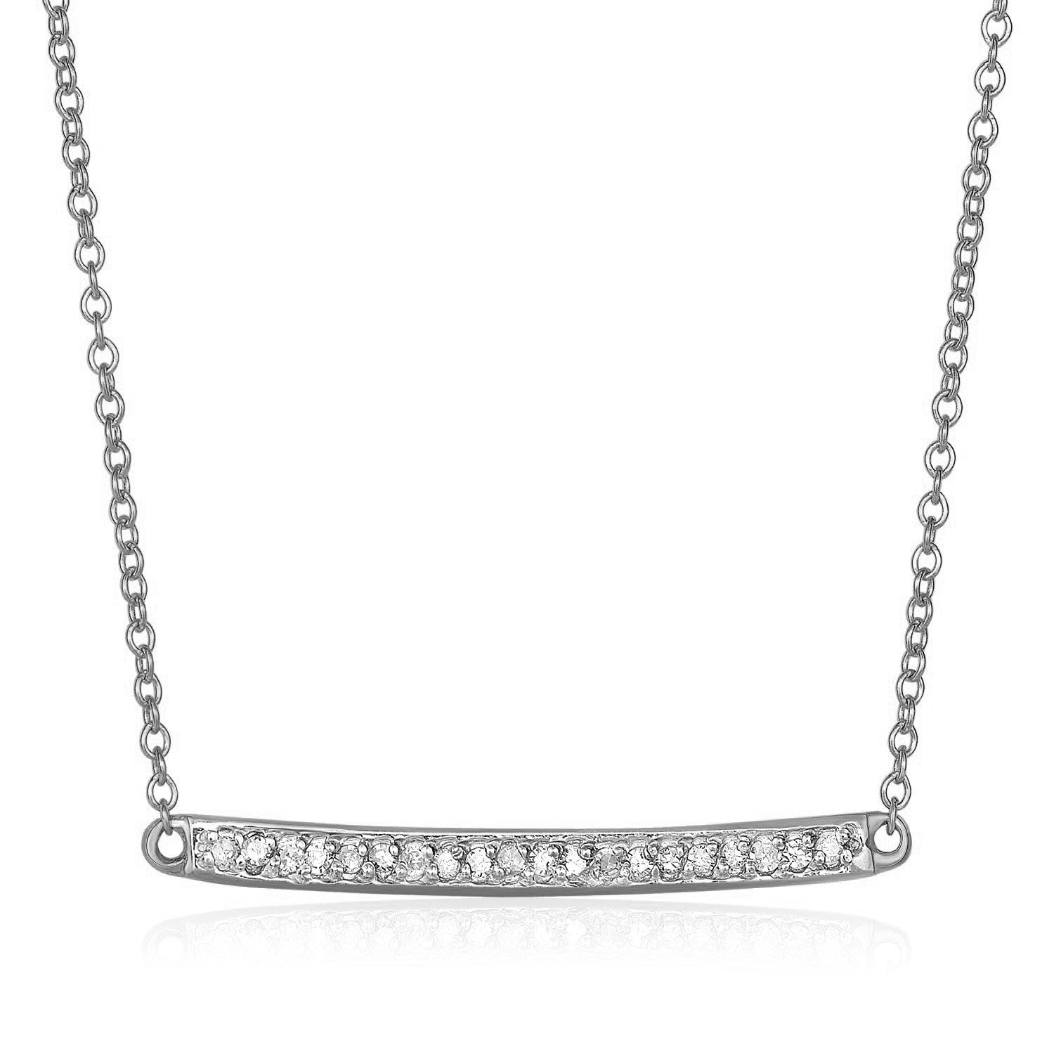 14k White Gold Necklace with Gold and Diamond Bar (1/10 cttw) - Alexandria Jewelry & Company Beverly Hills