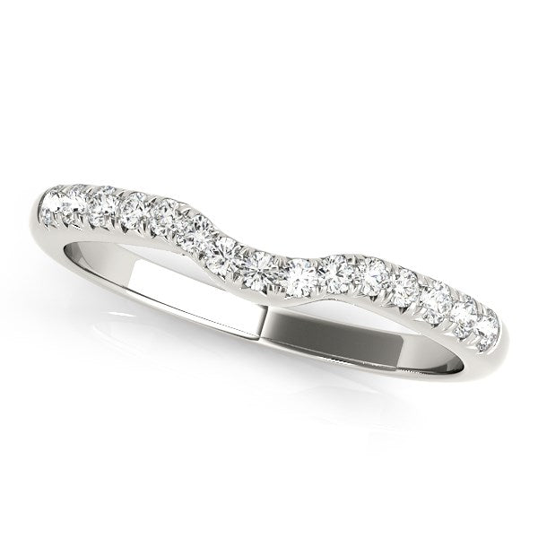 14k White Gold Pave Set Curved Diamond Wedding Band (1/5 cttw) - Alexandria Jewelry & Company Beverly Hills