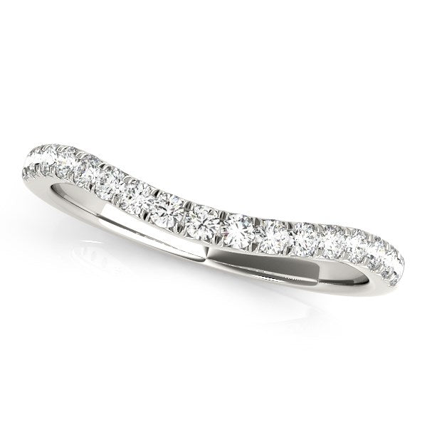 14k White Gold Pave Set Round Diamond Curved Wedding Band (1/4 cttw) - Alexandria Jewelry & Company Beverly Hills