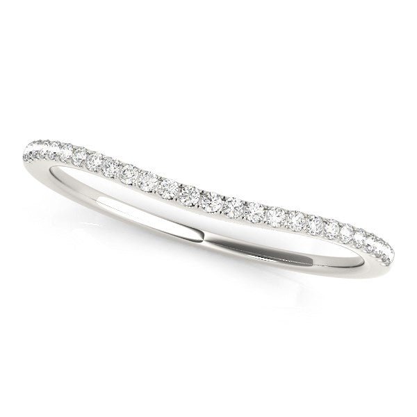 14k White Gold Pave Style Setting Curved Diamond Wedding Band (1/10 cttw) - Alexandria Jewelry & Company Beverly Hills